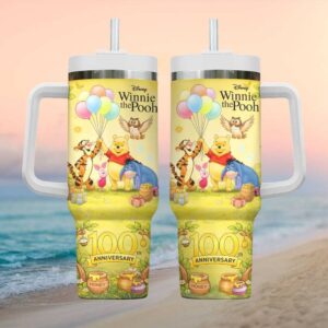Disney Winnie the Pooh 100th Anniversary Tumbler Pooh and Friends Celebration with Balloons