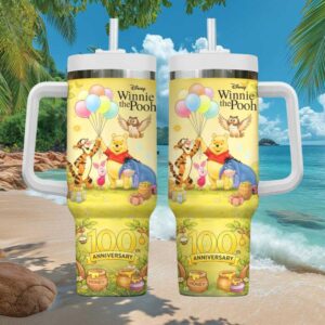 Disney Winnie the Pooh 100th Anniversary Tumbler with Handle Pooh and Friends Celebration