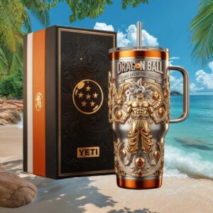 Dragon Ball Z Goku Ultra Instinct 3D Gold Embossed Luxury Yeti Tumbler