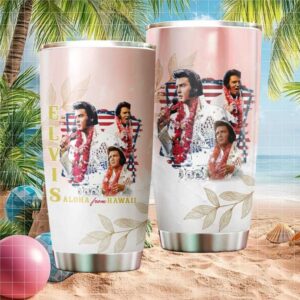 Elvis Aloha From Hawaii American Flag Tropical Floral Tumbler