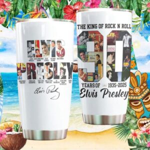 Elvis Presley 90 Years Anniversary 1935 2025 Legend Album Cover Tumbler