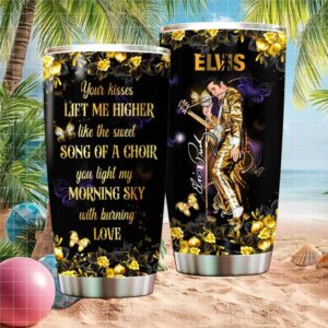 Elvis Presley Burning Love Lyric Gold Orchid Luxury Tumbler