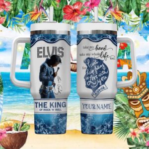 Elvis Presley “Can't Help Falling In Love” Personalized Blue Wave 40oz Tumbler