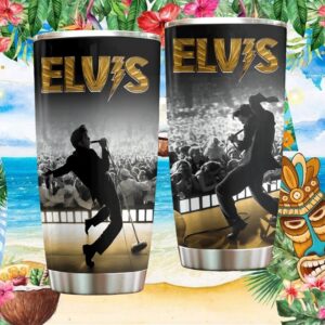 Elvis Presley Gold Lightning Logo Live Performance 20oz Tumbler