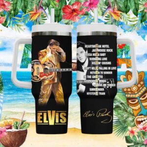 Elvis Presley Gold Suit Edition Tumbler with Greatest Hits Tracklist
