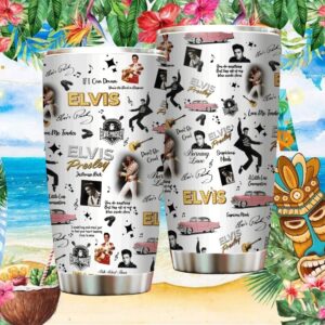 Elvis Presley Jailhouse Rock & Pink Cadillac All Over Print Retro Tumbler