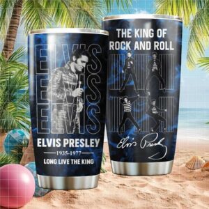 Elvis Presley King of Rock and Roll Blue Smoke Jailhouse Rock Tumbler