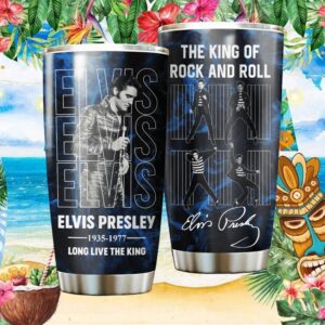 Elvis Presley King of Rock and Roll Blue Smoke Jailhouse Rock Tumbler