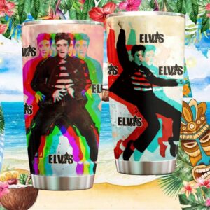 Elvis Presley Pop Art Rainbow Silhouette Stainless Steel Tumbler