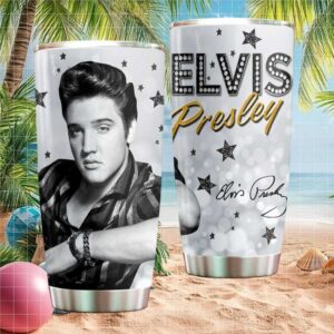 Elvis Presley Signature Silver Bokeh Stars Stainless Steel Tumbler