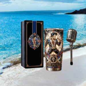 Elvis Presley Stained Glass Style King of Rock and Roll Tumbler