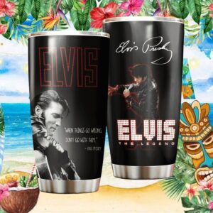 Elvis Presley “The Legend” Quote Black Stainless Steel Tumbler Wrap