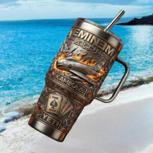 Eminem Kamikaze 3D Metal Style Tumbler Fighter Jet & Ace of Spades Design