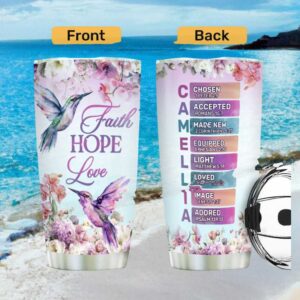 Faith Hope Love Hummingbird Tumbler Personalized Christian Name Acrostic