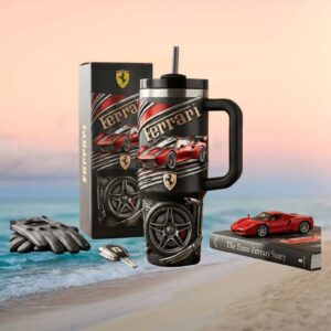 Ferrari Luxury Racing Red Sports Car Carbon Fiber Style Tumbler