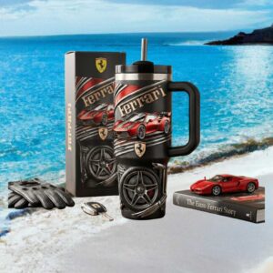Ferrari Luxury Racing Red Sports Car Carbon Fiber Style Tumbler