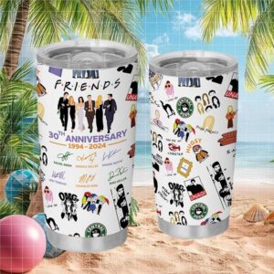 Friends TV Show 30th Anniversary Signature Doodles White Tumbler