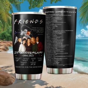 Friends TV Show Cast Tribute & Quotes Black Stainless Steel Tumbler