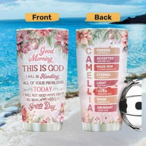 Good Morning This Is God Floral Poinsettia Tumbler Personalized Christian Christmas Gift