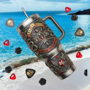 Guns N' Roses Appetite For Destruction 3D Gothic Rose & Skull Tumbler