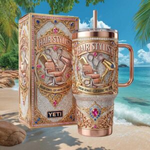 Hair Stylist “Shear Genius” Rose Gold Diamond Studded Professional Gift Tumbler