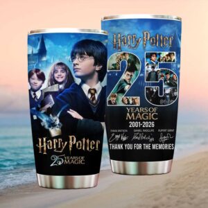Harry Potter 25 Years of Magic 2001 2026 Anniversary Cast Signatures Tumbler