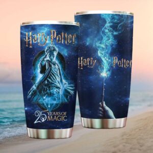 Harry Potter 25 Years of Magic Blue Patronus Spell Casting Galaxy Tumbler