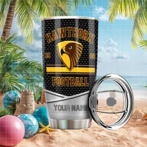Hawthorn Hawks AFL Football Custom Name Metal Tumbler