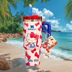 Hello Kitty Pink Bows and Charm White Tumbler