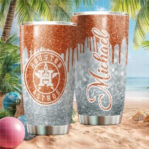 Houston Astros Personalized Glitter Drip Tumbler Custom Name