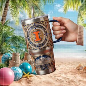 Illinois Fighting Illini Oskee Wow Wow 3D Varsity Collegiate Tumbler Design