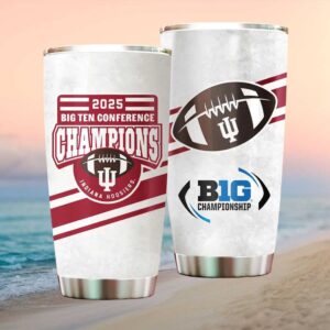 Indiana Hoosiers 2025 Big Ten Conference Football Champions Marble Print Tumbler