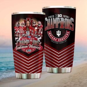 Indiana Hoosiers 2025 Big Ten Football Champions Lucas Oil Stadium Commemorative Tumbler