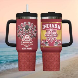 Indiana Hoosiers 2025 National Champions Undefeated Custom Name Tumbler