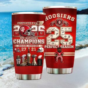Indiana Hoosiers 2026 CFP National Champions Undefeated 16 0 Perfect Season Tumbler