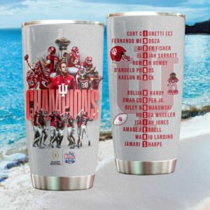 Indiana Hoosiers 2026 Peach Bowl Champions & Team Roster Tumbler