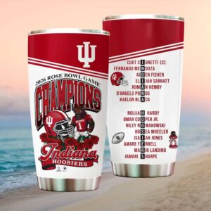 Indiana Hoosiers 2026 Rose Bowl Champions Team Roster White Tumbler