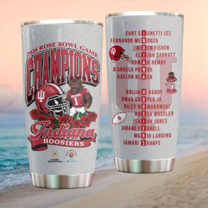 Indiana Hoosiers 2026 Rose Bowl Game Champions Glitter Tumbler