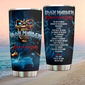 Iron Maiden Cyborg Eddie Run For Your Lives Tour Heavy Metal Travel Tumbler