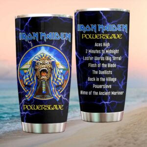 Iron Maiden Powerslave Album Art and Tracklist Lightning Tumbler