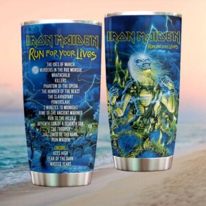 Iron Maiden Run For Your Lives World Tour Setlist Blue Lightning Tumbler