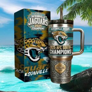 Jacksonville Jaguars 2025 AFC South Champions Commemorative Silver 40oz Tumbler