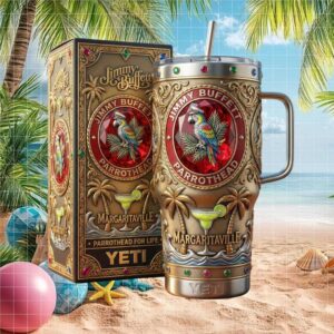 Jimmy Buffett Margaritaville Parrothead 3D Jeweled YETI Tumbler