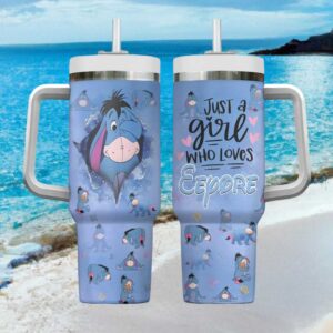 “Just A Girl Who Loves Eeyore” Personalized 40oz Insulated Tumbler with Handle