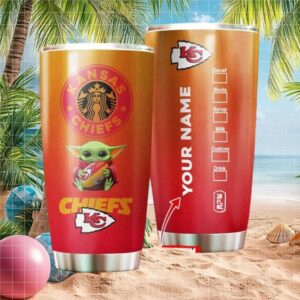 Kansas City Chiefs Baby Yoda Coffee Style Personalised Tumbler