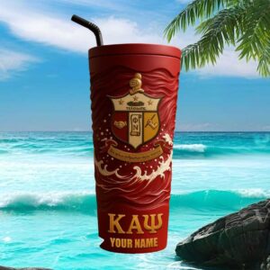 Kappa Alpha Psi Red & Gold 3D Crest Wave Personalized Tumbler