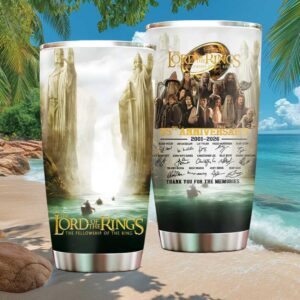 LOTR Fellowship of the Ring Argonath 25th Anniversary Cast Signature Tumbler