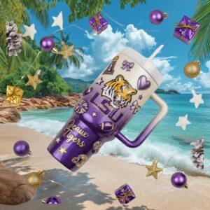 LSU Tigers Geaux Tigers Purple & Gold Glitter College Sports Tumbler