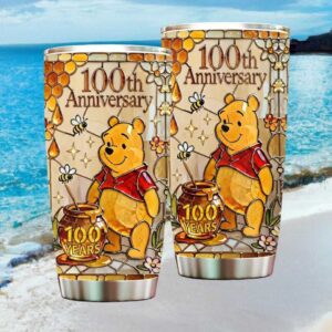 Limited Edition Pooh 100th Anniversary Stained Glass Style Stainless Steel Tumbler