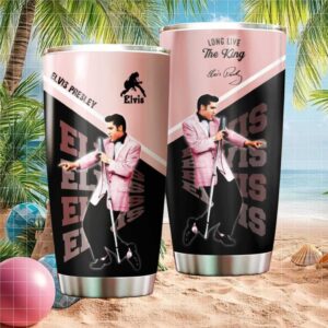 Long Live The King Elvis Presley Pink and Black Retro Performance Tumbler